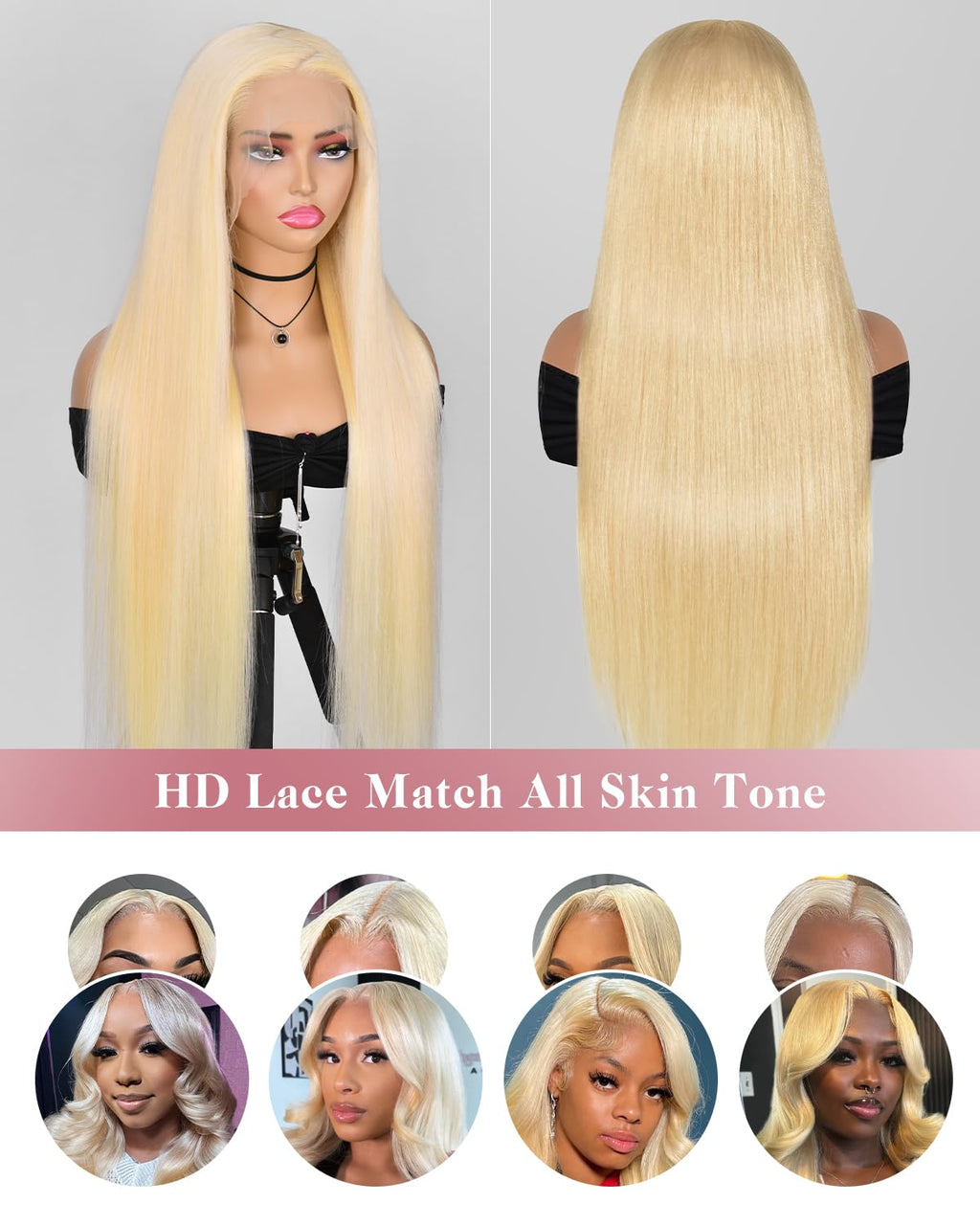 StariaHair #613 Blonde 13"x4" Straight Transparent Lace Frontal Wigs 200%