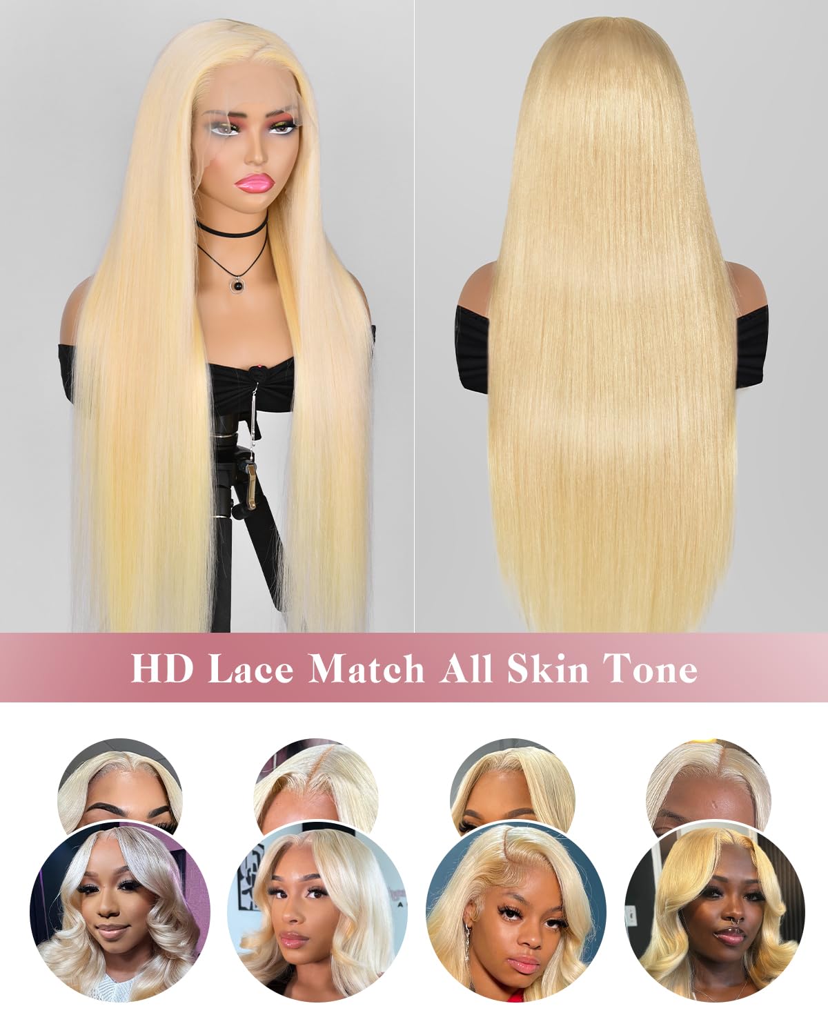 StariaHair #613 Blonde 13"x4" Straight Transparent Lace Frontal Wigs 200%