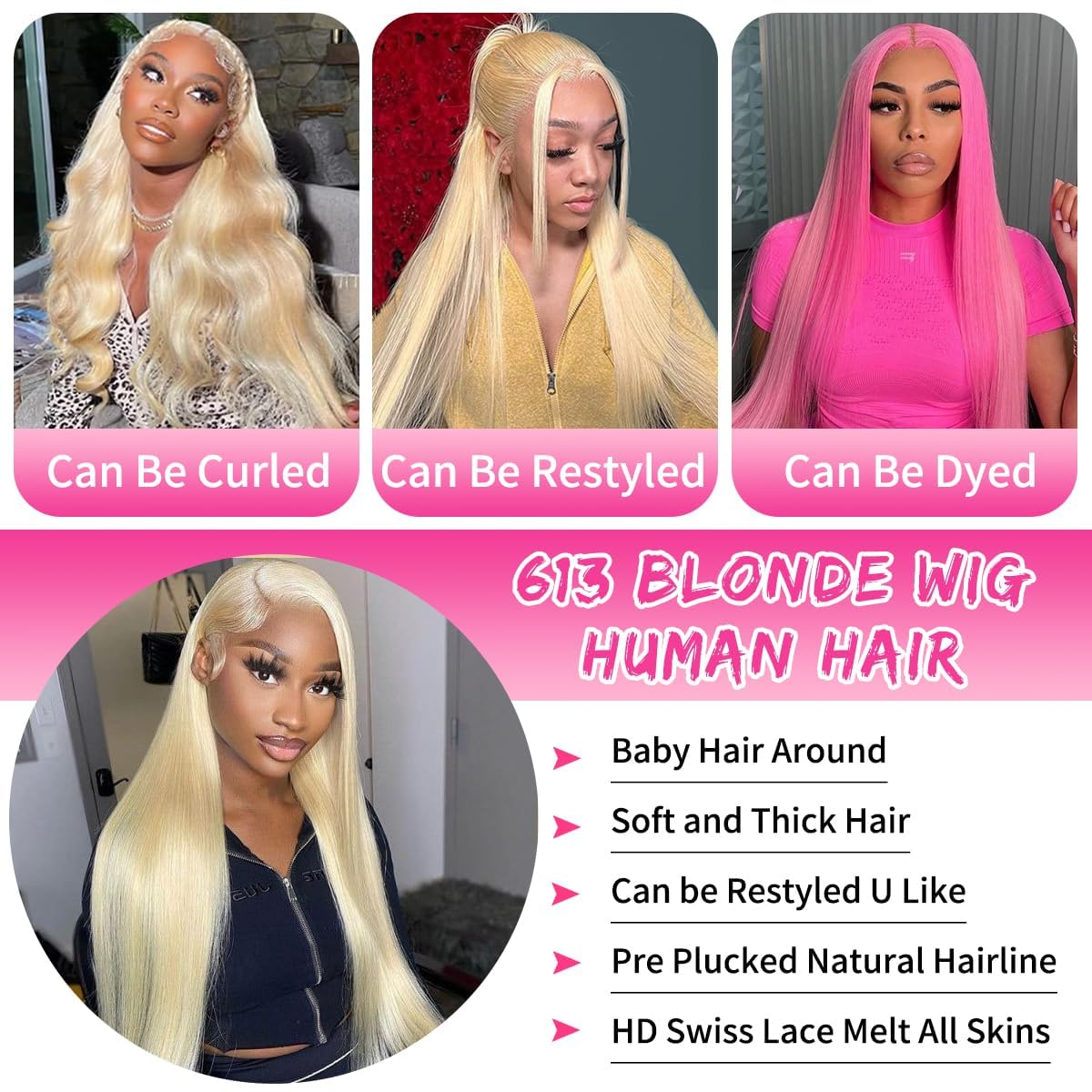 StariaHair #613 Blonde 13"x4" Straight Transparent Lace Frontal Wigs 200%