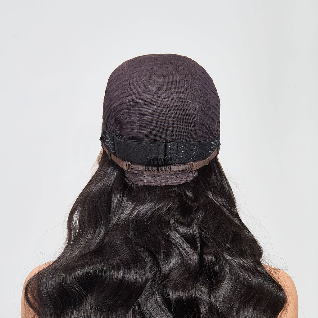 StariaHair 13"x4" Body Wave 150% Transparent Lace Frontal Wig #1B