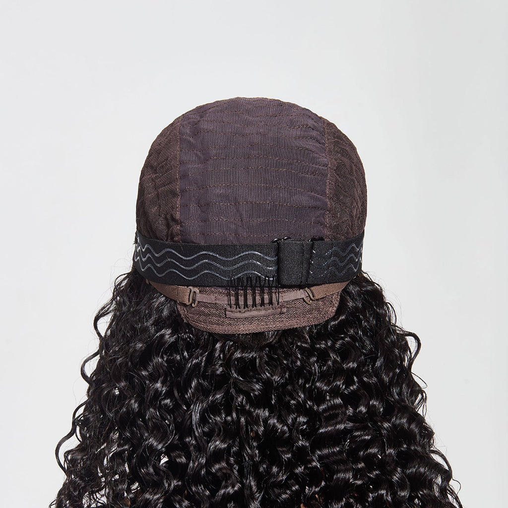 StariaHair 13"x4" Deep Wave 200% Transparent Lace Frontal Wig #1B