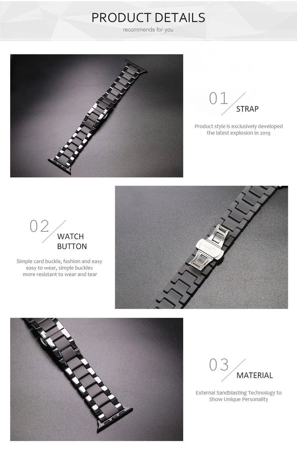 Ceramic Apple Watch Band Series 11/10/9/8/7/6/5/4/ SE / Ultra 1/2/3