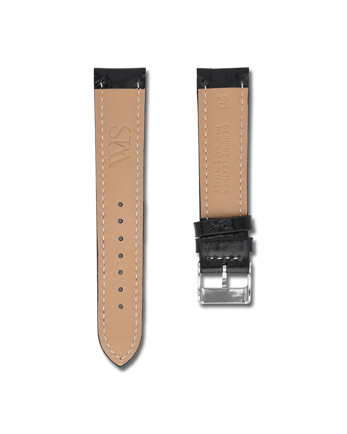 Tuxedo Black Alligator Leather Watch Strap 20mm