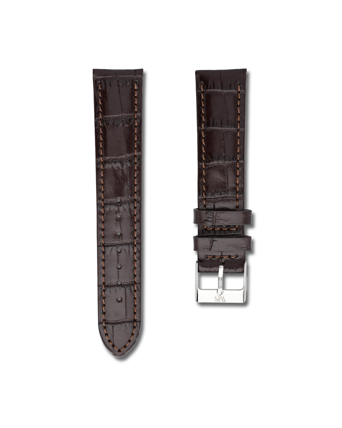 Chocolate Brown Alligator Leather Watch Strap 20mm
