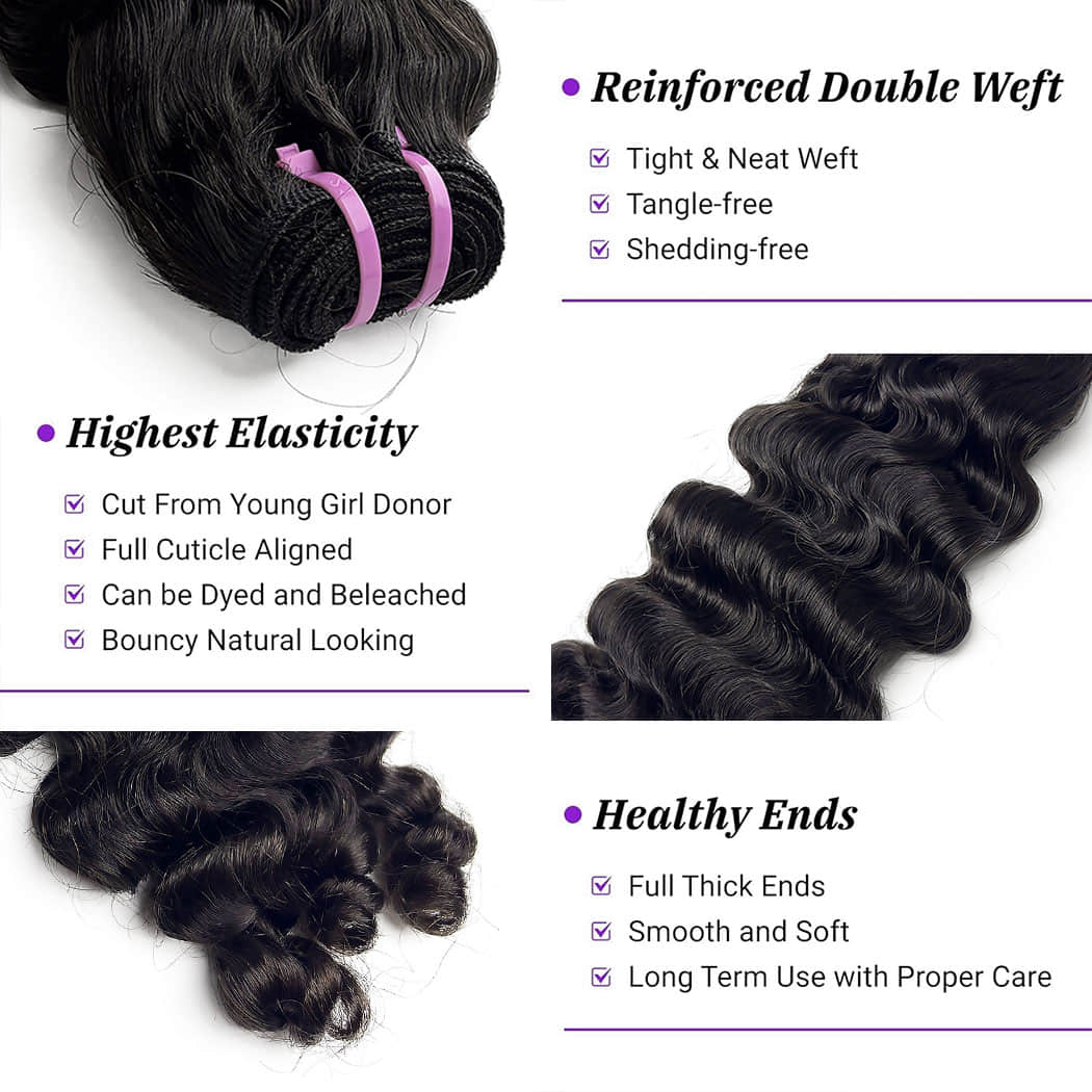 StariaHair 14-30 Inches Burmese Curly 12A Raw Vietnam Hair Bundles #1B Natural Color