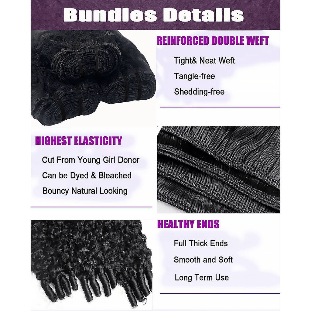StariaHair 14-30 Inch Burmese Curly Brazilian Virgin Hair Bundles #1B