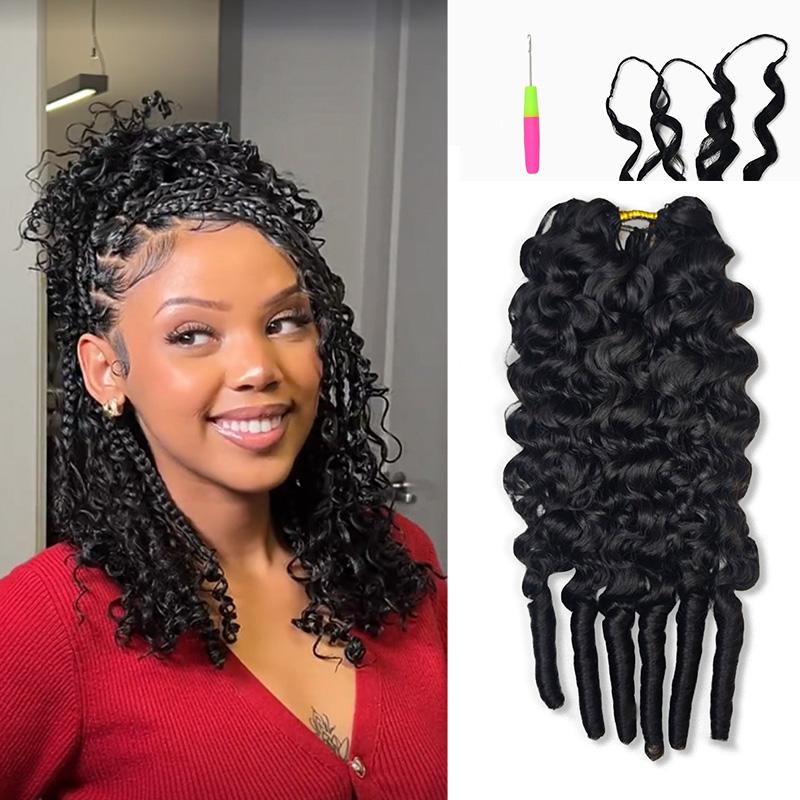 StariaHair Burmese Curly Feather Crochet Human Hair Extensions 100% Virgin Hair Crochet Braid For Miracle Knots Natural Black