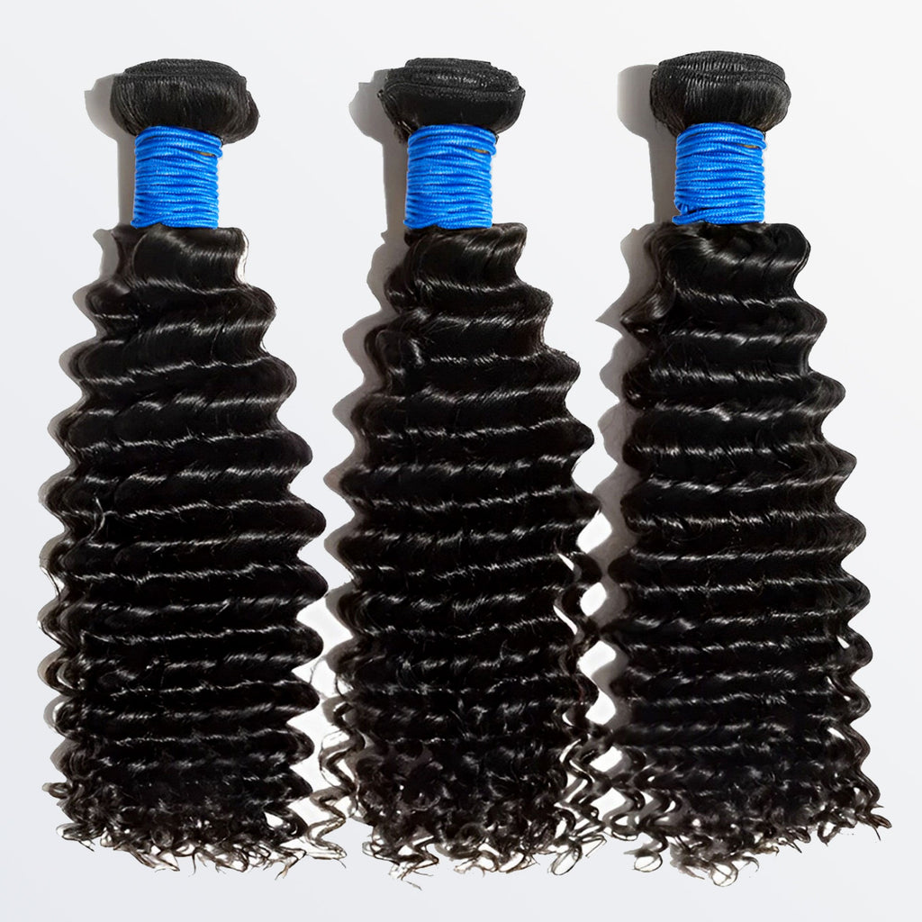 StariaHair 10-30 Inch Deep Curly Brazilian Virgin Hair Bundles #1B