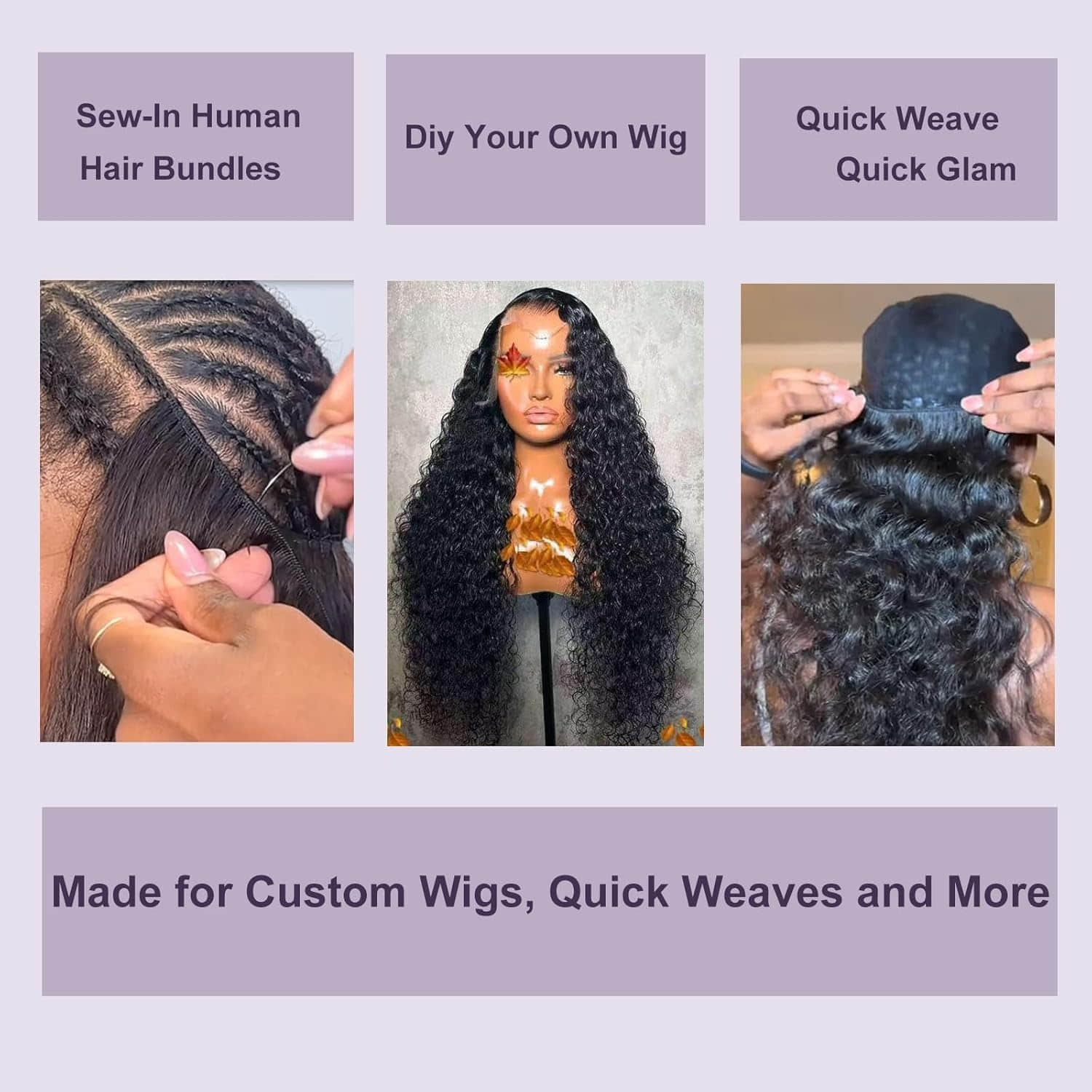 StariaHair Deep Wave Brazilian Virgin Hair sew-in and custom wig installation options