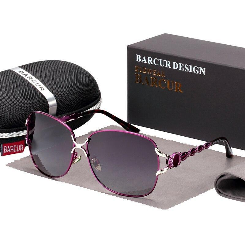 Stevvex purple polarized sunglasses set with hard case and box