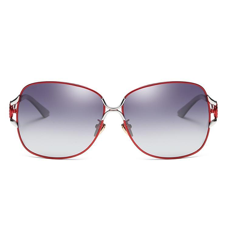 Stevvex oversized red frame gradient lens sunglasses front view