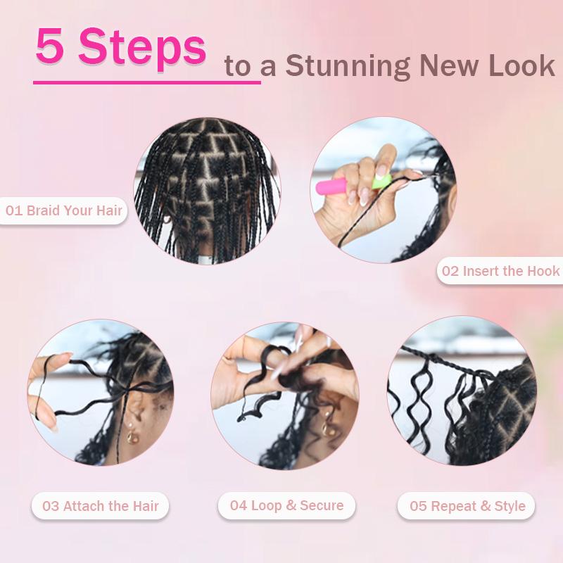 StariaHair Deep Wave Feather Crochet Human Hair Premium Pre-Looped Extension for Boho Braids