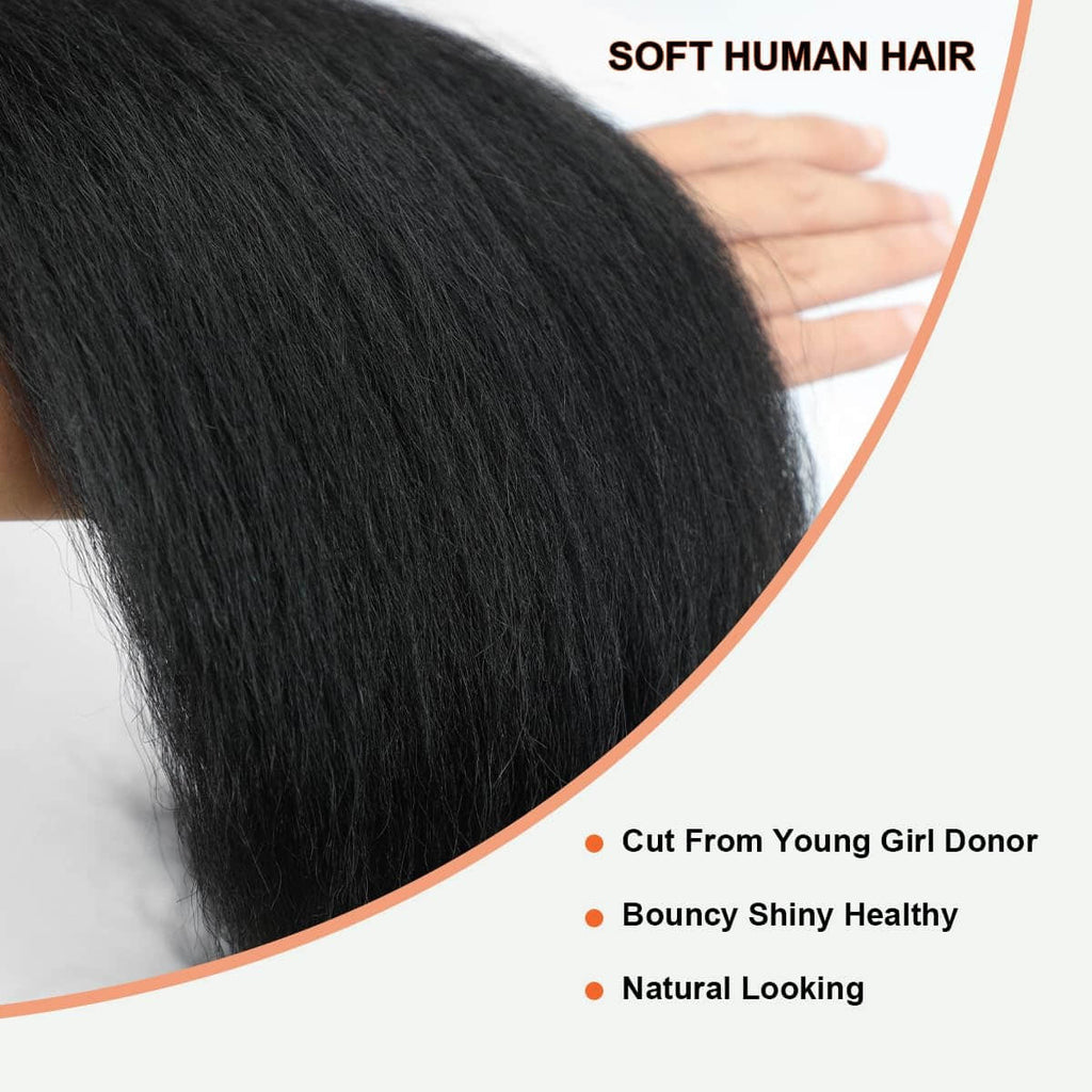 StariaHair 14-30 Inch Kinky Straight Brazilian Virgin Hair Bundles #1B