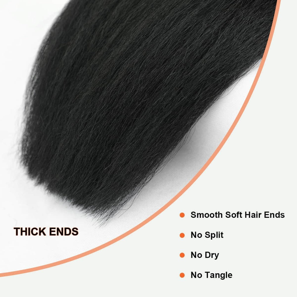 StariaHair 14-30 Inch Kinky Straight Brazilian Virgin Hair Bundles #1B