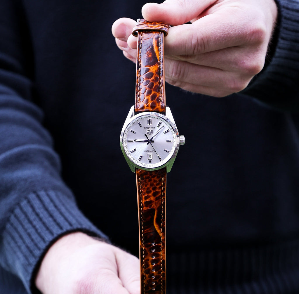 Tiger's Eye Bespoke Ostrich Shin Leather Watch Strap 18mm