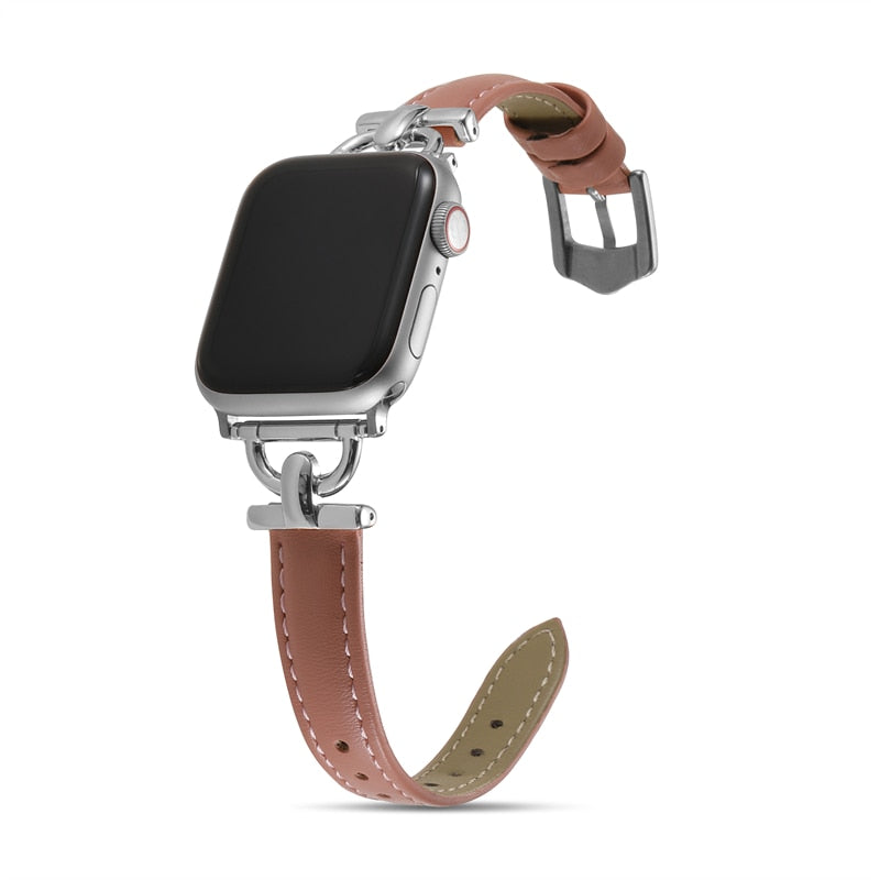 Apple Watch Leather Slim Strap Series 11/10/9/8/7/6/5/4/ SE / Ultra 1/2/3