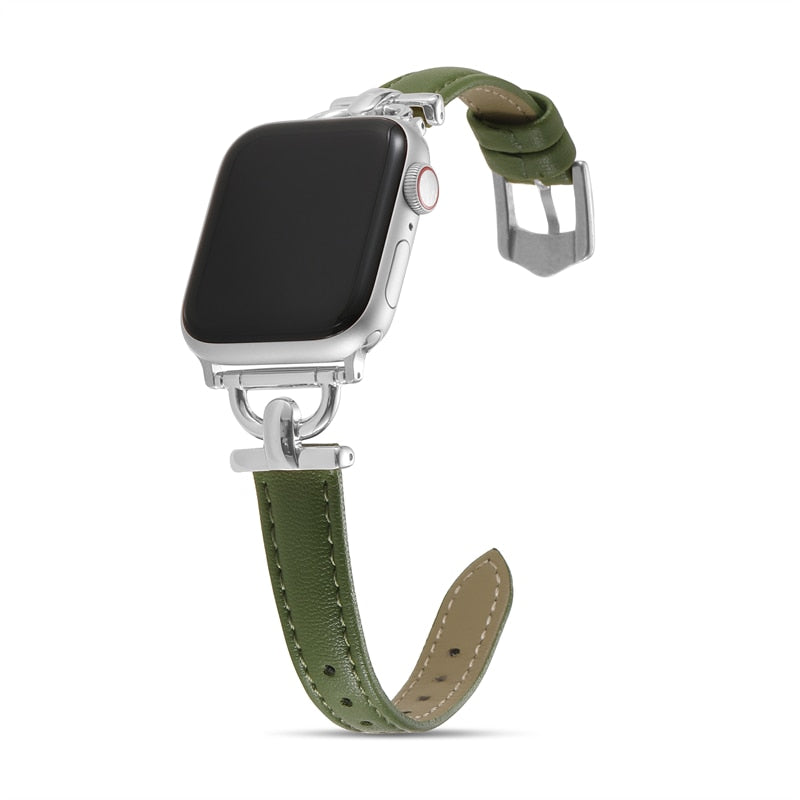 Apple Watch Leather Slim Strap Series 11/10/9/8/7/6/5/4/ SE / Ultra 1/2/3
