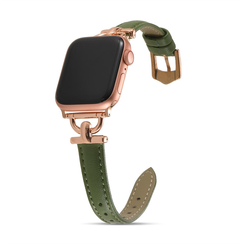Apple Watch Leather Slim Strap Series 11/10/9/8/7/6/5/4/ SE / Ultra 1/2/3