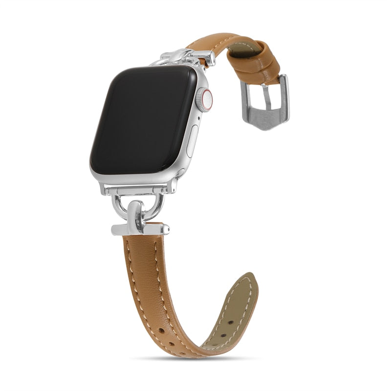 Apple Watch Leather Slim Strap Series 11/10/9/8/7/6/5/4/ SE / Ultra 1/2/3