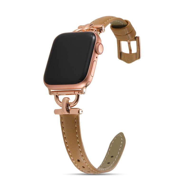 Apple Watch Leather Slim Strap Series 11/10/9/8/7/6/5/4/ SE / Ultra 1/2/3