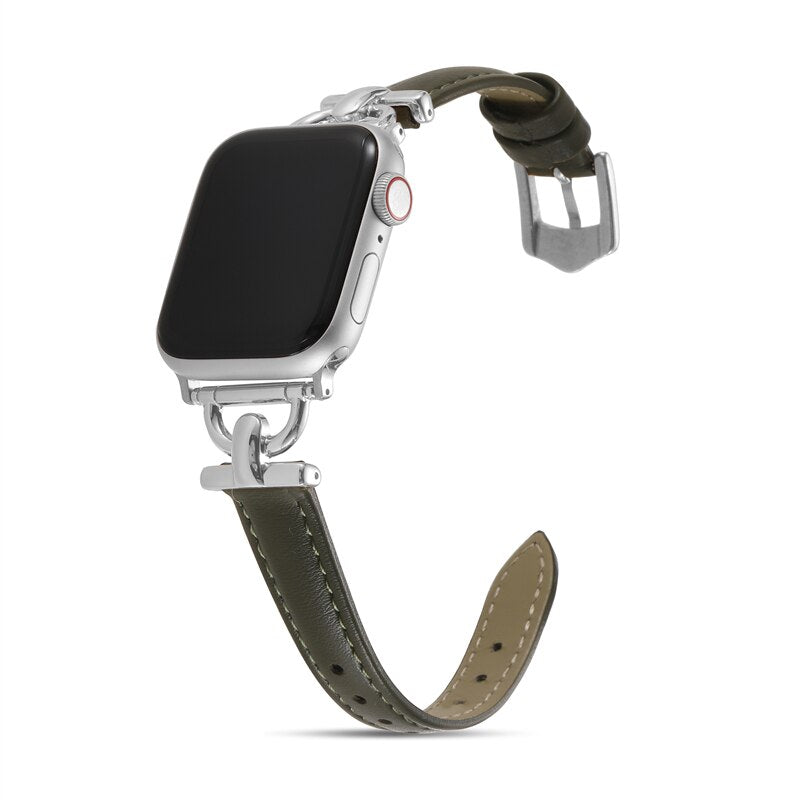 Apple Watch Leather Slim Strap Series 11/10/9/8/7/6/5/4/ SE / Ultra 1/2/3