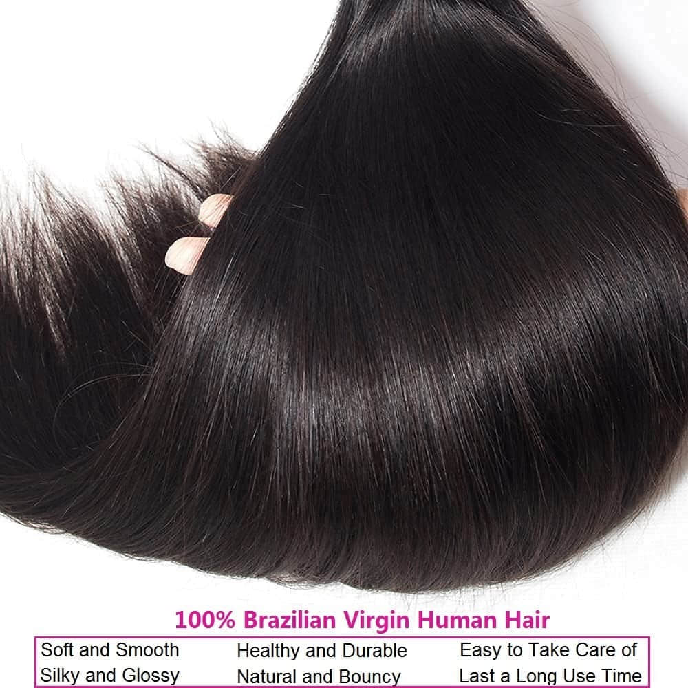 StariaHair 10-30 Inch Straight Brazilian Virgin Hair Bundles #1B