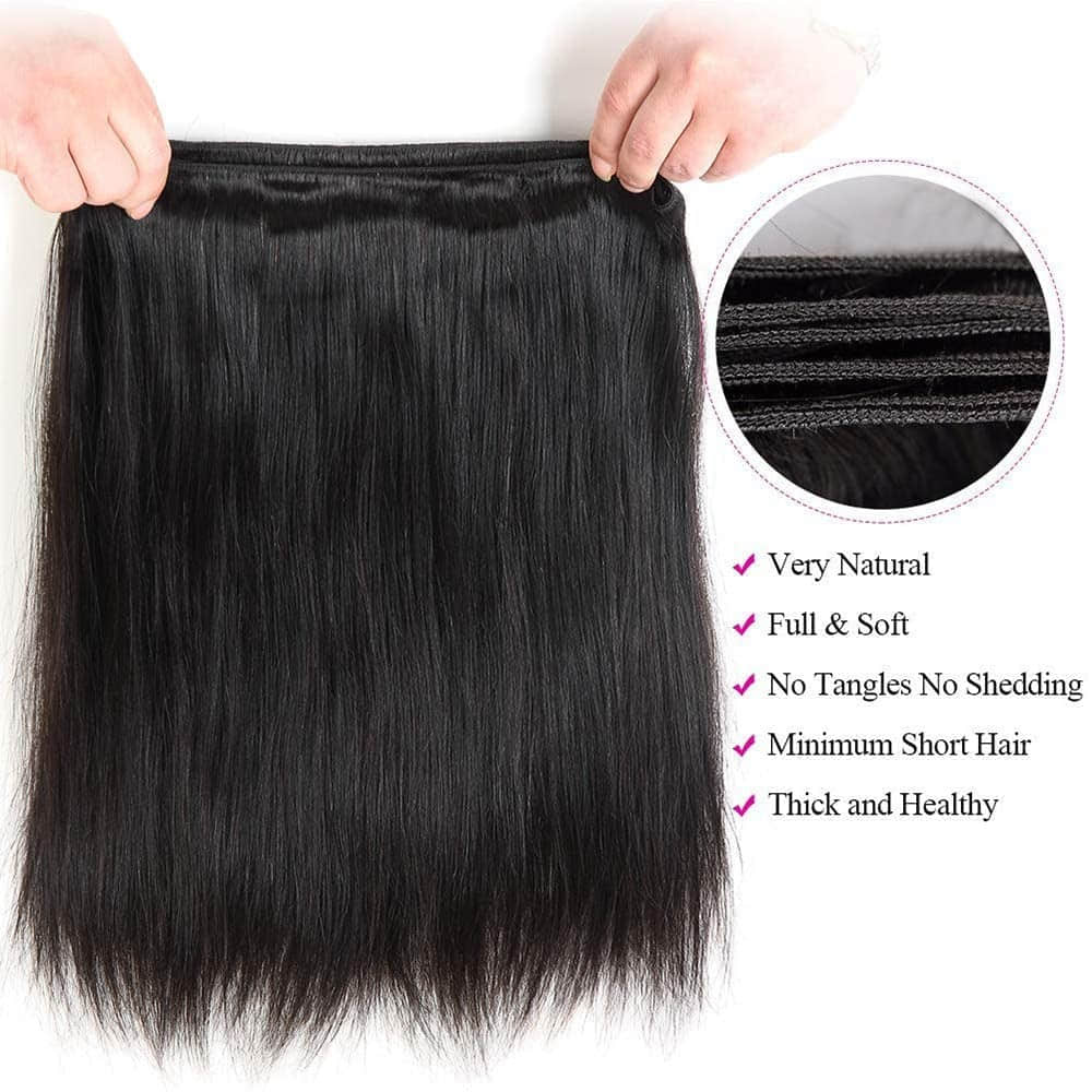 StariaHair 10-30 Inch Straight Brazilian Virgin Hair Bundles #1B