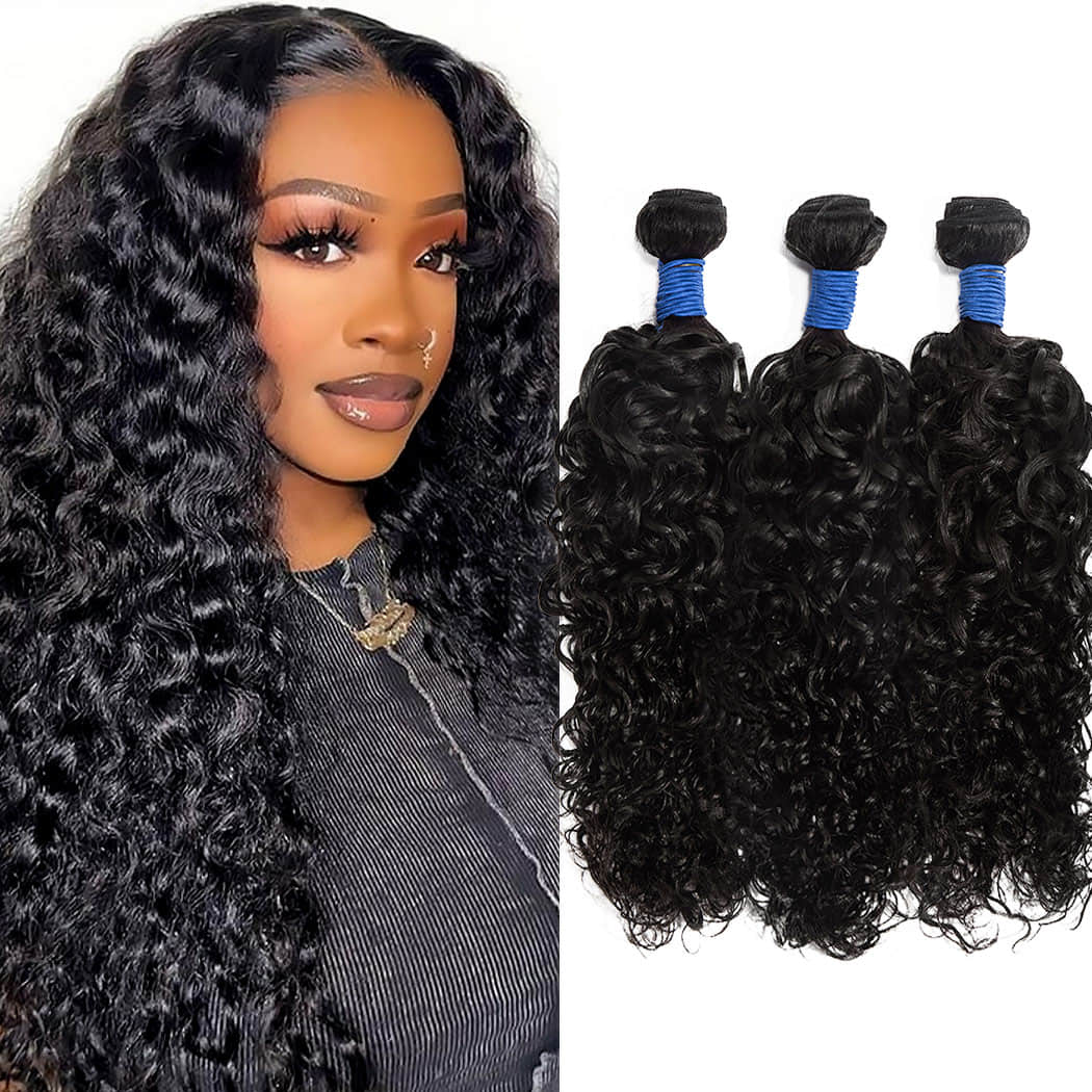 StariaHair 14-30 Inch Water Wave Brazilian Virgin Hair Bundles #1B