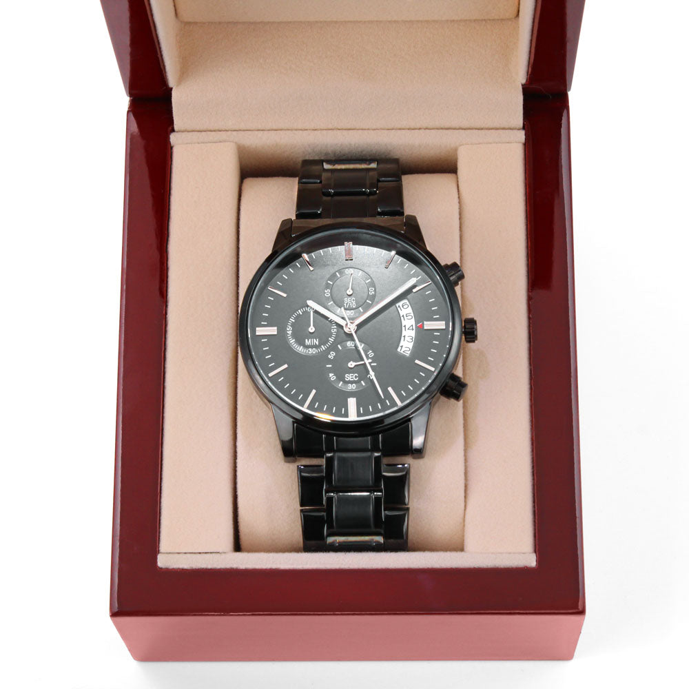 Be the Light Faith Based Engraved Black Chronograph Watch