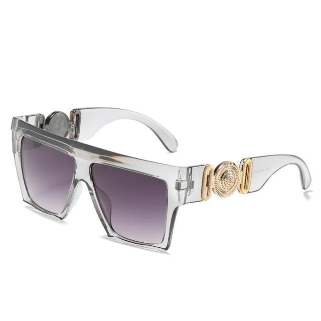 Oversized Square Sunglasses in Clear Frame