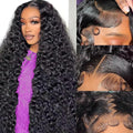 StariaHair 13"x4" Deep Wave 150% Transparent Lace Frontal Wig #1B