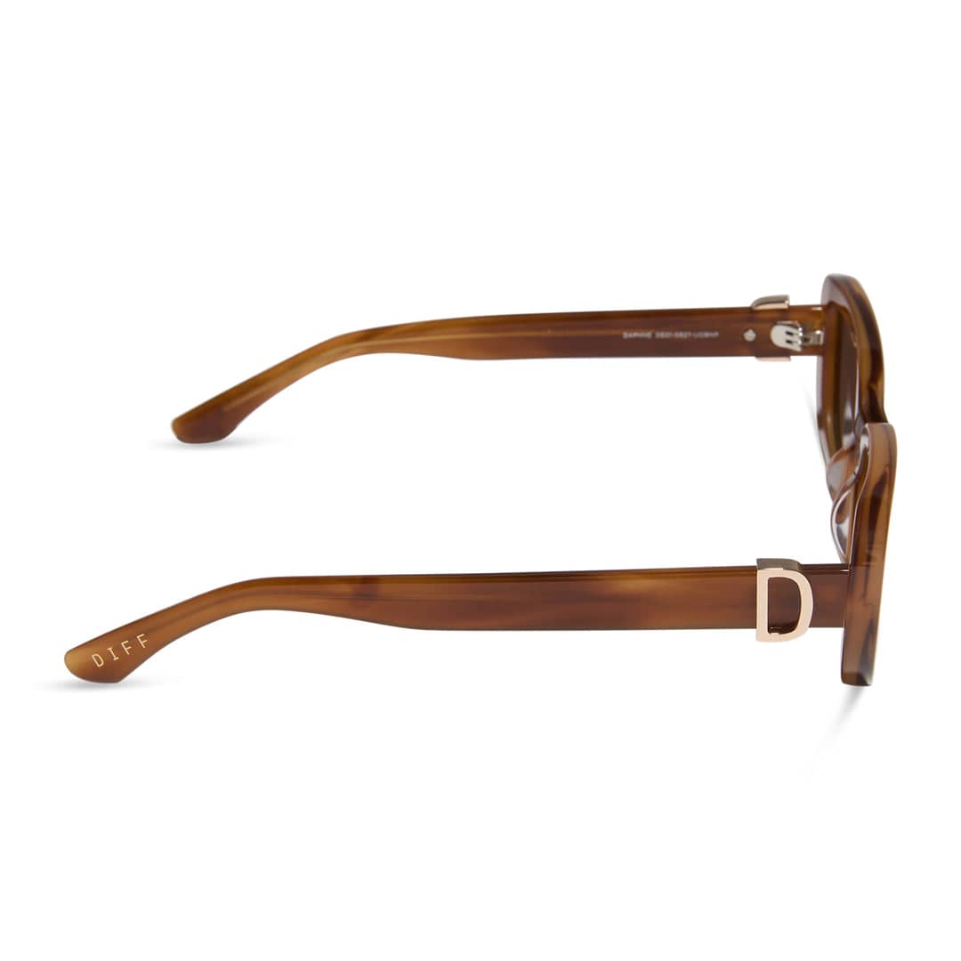 Daphne by DIFF Polarized Sunglasses Side Profile with Gold D Logo