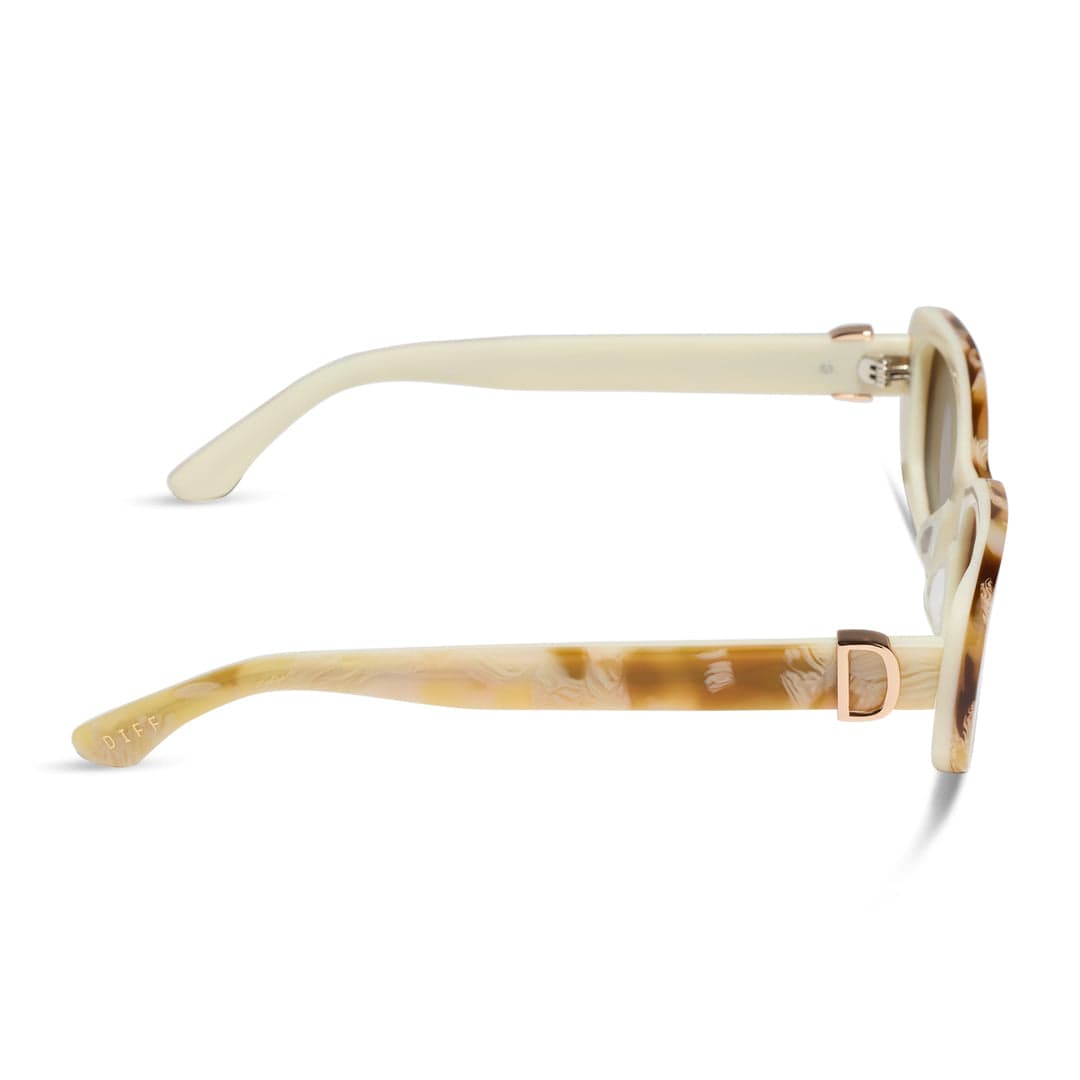 Daphne by DIFF Polarized Sunglasses Courtside Ivory Two-Tone Frame