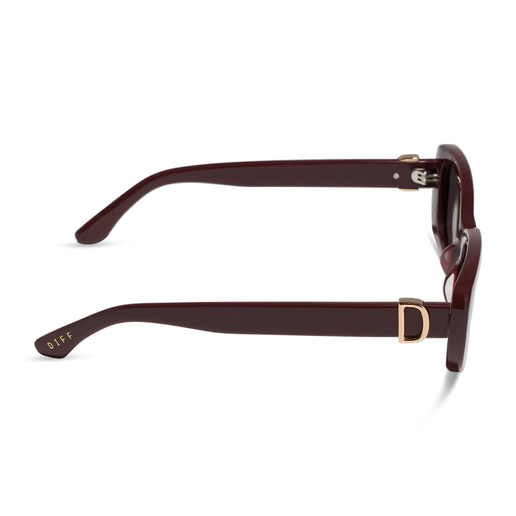 Daphne by DIFF Polarized Sunglasses in Rugby Red Side Profile