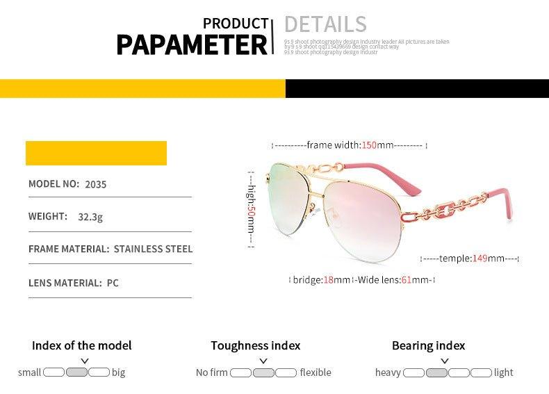 MAC140 Metal Fashion Sunglasses frame dimensions and measurement specifications