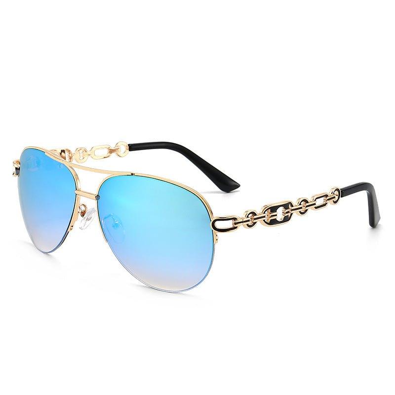 MAC140 Metal Fashion Sunglasses with ice blue mirrored lenses and gold frame