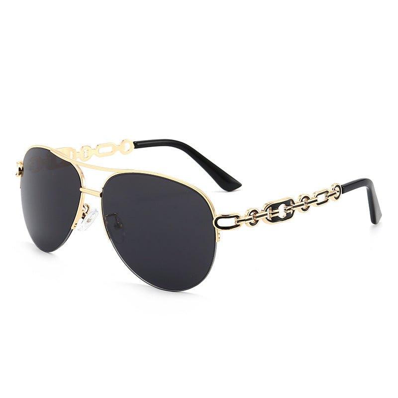 MAC140 Metal Fashion Sunglasses with black lenses and gold double bridge
