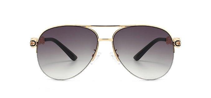 MAC140 Metal Fashion Sunglasses with double gray lenses and slim metal arms