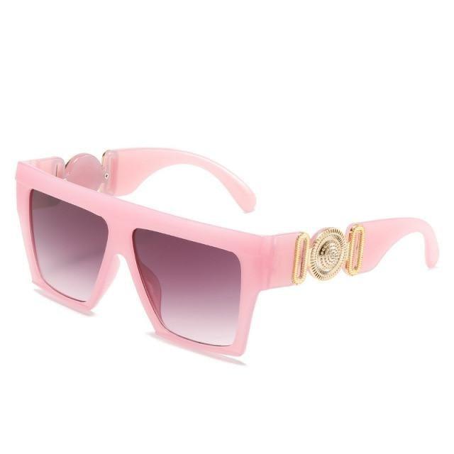 Oversized Flat Top Sunglasses in Pastel Pink
