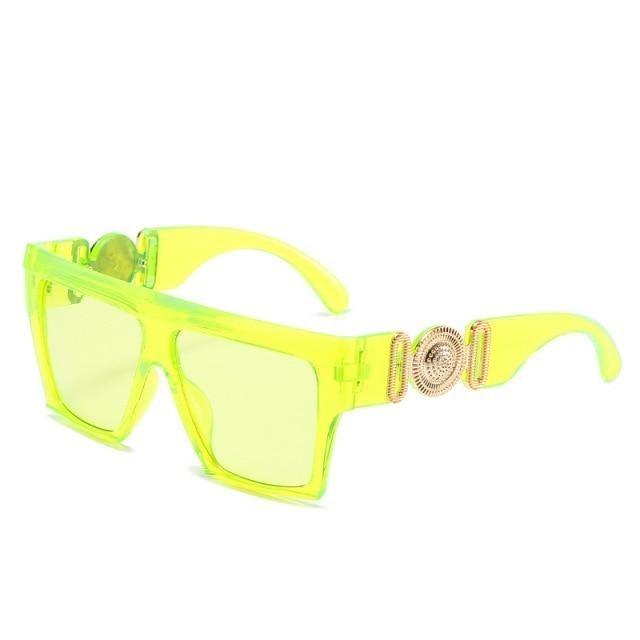 Oversized Flat Top Sunglasses in Neon Chartreuse