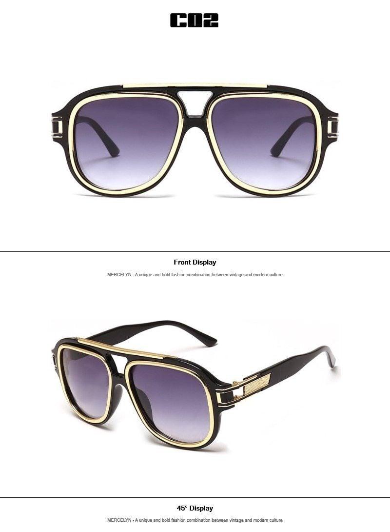 Stevvex Men's Square Shades - Dual front and side profile view
