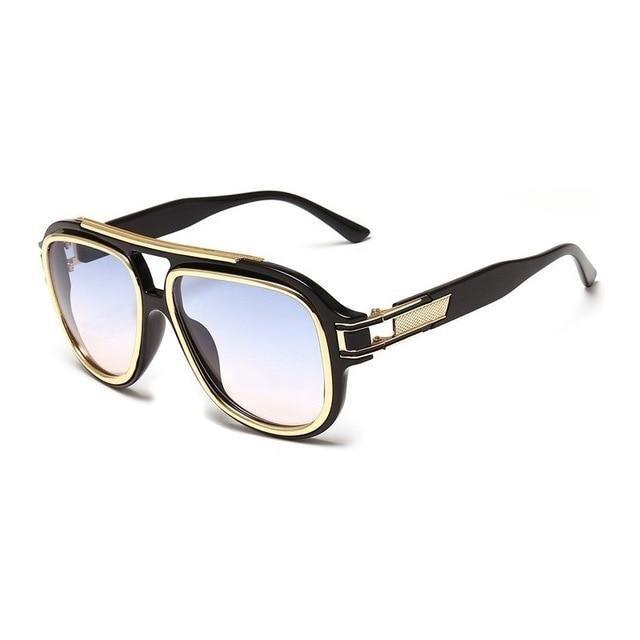 Stevvex Men's Oversized Sunglasses - Side profile with gold temple detail