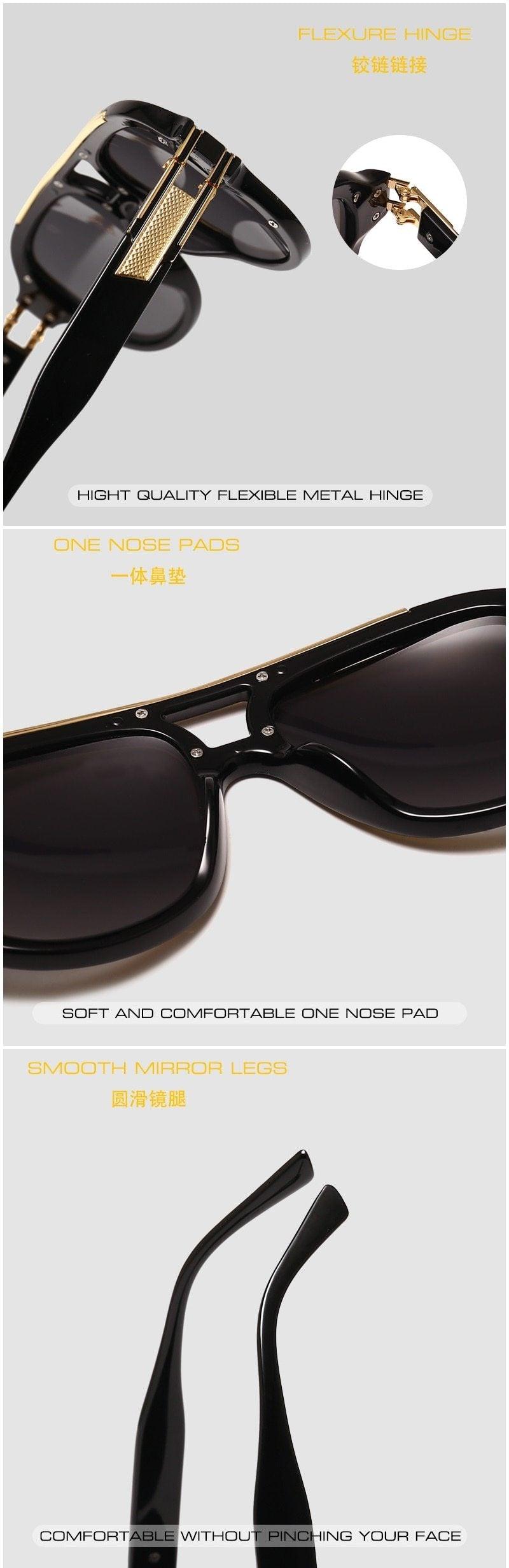 Stevvex Oversized Sunglasses for Men - Detail view of frame and hinges