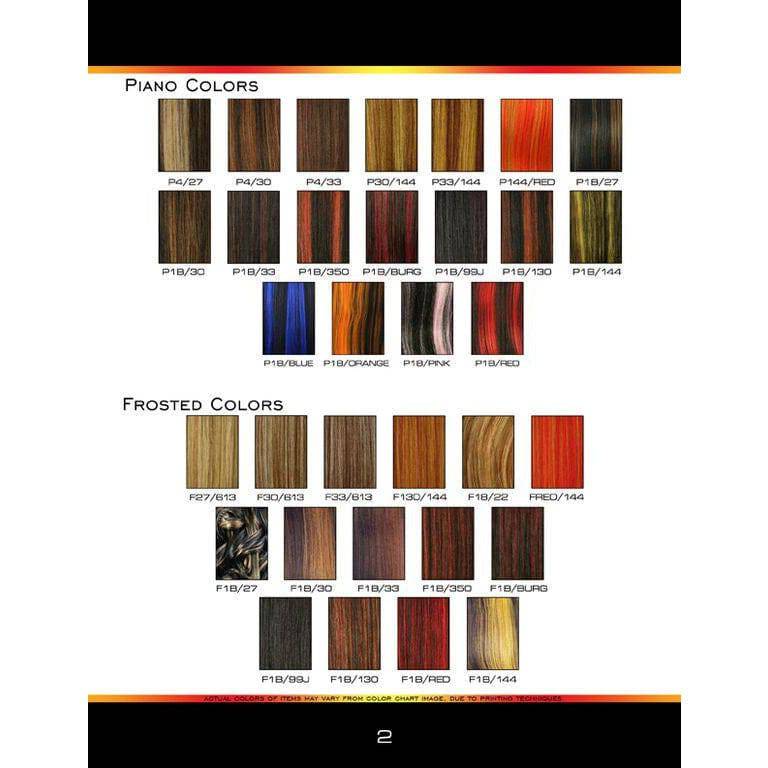 Unique's Human Hair Romance Curl 14 Inch Color Chart - Piano and Frosted Blends