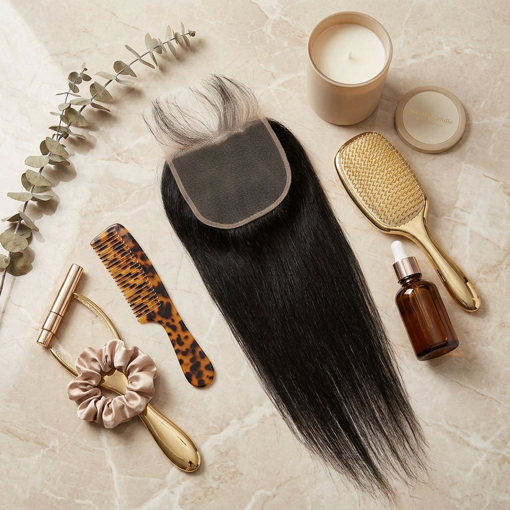 StariaHair 5x5 HD Lace Closure Straight #1B