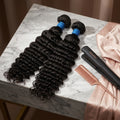 StariaHair Deep Wave Brazilian Virgin Hair Bundle on luxury salon vanity